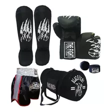 Luva Muay Thai +caneleira+short+bandagem+bolsa