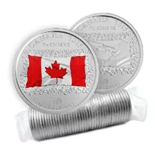 Moneda Canada 25 Centavos 50 Aniversario Bandera 2015 Par