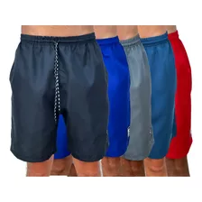 5 Bermuda Masculino Short Tactel Esportiva Liso Com 3 Bolso