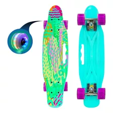 Skate Penny Carving Patineta Turquesa Print Ruedas Led Niñas