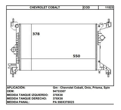 Radiador Chevrolet Cobalt 13/16 /onix 16/  Mecanico Foto 2