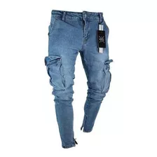 Hombre Jeans Bolsillo Slim Jeans Moda Top Pantalones