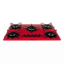 Fogão Cooktop 5 Bocas Super Automático Easy Clean Braslar Cor Vermelho Bivolt