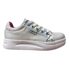 Zapatilla Glitter Brillo Sneaker Plataforma Nena 27-34