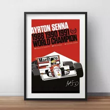 Quadro Decorativo Ayrton Senna Moldura Poster Moldura A3