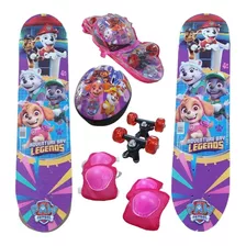 Skate Infantil Patrulha Canina + Kit Proteção Completo