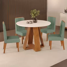 Sala De Jantar Dj Móveis Mesa Celeste Com 4 Cadeiras Lia