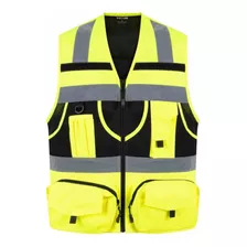 Chaleco Geologo Amarillo Fluor Minero Con Malla Forrada