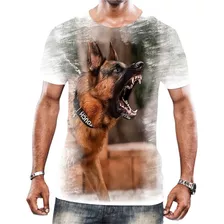 Camiseta Camisa Cachorros De Raça Pastor Alemão Capa Preta 3