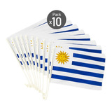 Pack X 10 Banderas De Uruguay Oficial Para Auto Disershop