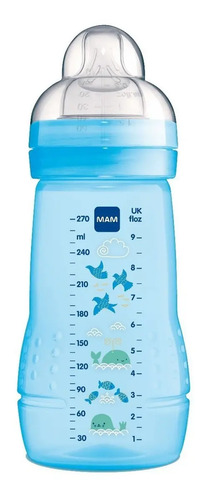 Mamadeira Easy Active Bico 2m+ Azul 270ml - Mam Animais