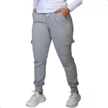 Calça Feminina Cargo Algodão Moletinho Casual