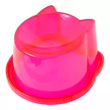 Comedouro Alto Ergonômico Elevado Para Gatos Petlon Cor Rosa