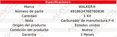 Kit De Carburador Walker Commuter Para Mercury V8 4.7l 1967 Foto 2