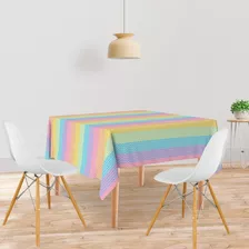 Toalha De Mesa Oxford Listras Candy Color Tl71 - 140x140cm