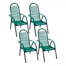 Kit 4 Cadeiras Area Varanda Espaguete Colorido Oferta 