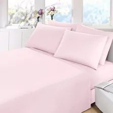 Jogo De Cama King Size Prata 150 Fios Rosa 4 Peças Santista