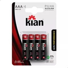 Pilha Alcalina Aaa Lr03 1,5v Palito Kian Com 04 Unidades