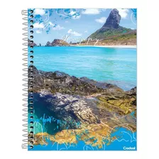 Caderno Escolar 10 Matérias 200 Folhas Paisagem Credeal Hapy