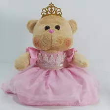 Ursa Sentada Pelucia Princesa Real P 22cm Cor Rosa