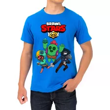 Camiseta Camisa Jogo Brawl Stars Azul 100% Algodão Fio 30.1