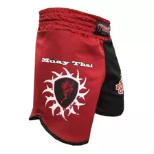 Calção Short Muay Thai - Ram Muay- Tribal V2 - Preto/verm