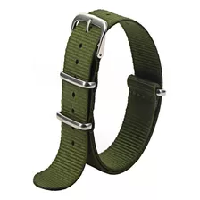 Pulseira 18mm, 20mm, 22mm, 24mm,26mm Nato Zulu Nylon Militar Cor Verde 22mm