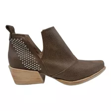  Botineta Bota Corta Base Goma Cuero Mujer Zapato 522jo