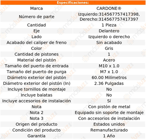 (1) Caliper O Mordaza Del Izq O Der Rodeo 3.2l V6 93/95 Foto 5