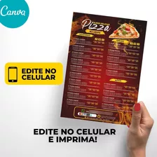 Menu Cardápio Para Pizzaria Edite E Imprima Fácil - Mod: 016