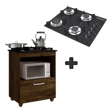 Kit Balcão Mais Fogão Cooktop 4 Bocas Preto Chamalux