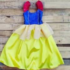 Vestido Nena Amarillo, Azul Y Rojo Disfraz De Blancanieves