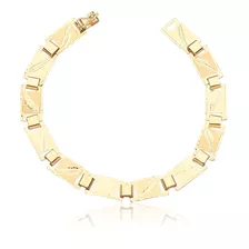 Pulseira Feminina 18 Cm Chapa Larga Ouro Puro 10k Ad018