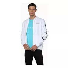 Sudadera Blanca Con Cierre Y Logo Calvin Klein De Hombre