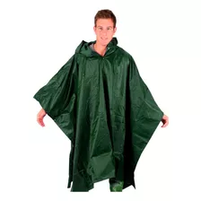 Poncho De Lluvia Con Capucha Impermeable Pvc Verde