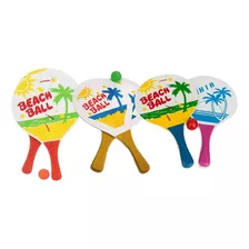 Kit Jogo De Frescobol 2 Raquetes Com Bolinha Infantil Praia