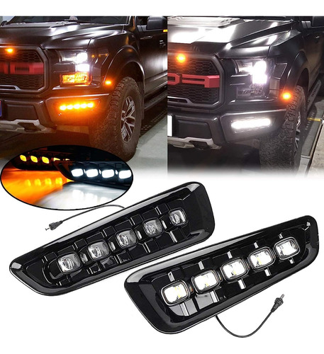 Faros Niebla Luces Ford Lobo Raptor F150 Drl Led 2017-2020 Foto 4