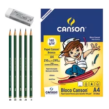 Kit Desenho Profissional 5 Lápis 9000 Canson Borracha Dust