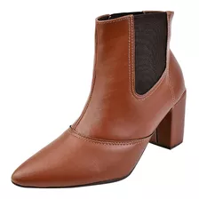 Bota Feminina Salto Bico Fino Chelsea Coturno Moda Inverno