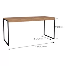 Mesa De Computador Escrivaninha Freijó Madeirado Pé Metalon Industrial 150x60 Jm3 Móveis