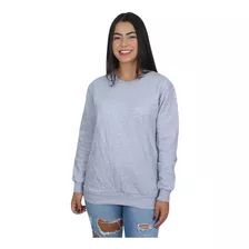 Moletom Feminino Liso Careca Blusa Gola Redonda Sem Capuz