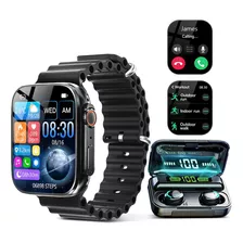 Smartwatch Hailiases Hailiases T800 Ultra Sport 1.99 Caja 14mm De Titanio Negra, Malla Negra De Gel De Silice Mesh Y Bisel Negro De Gel De Silice Hailiases