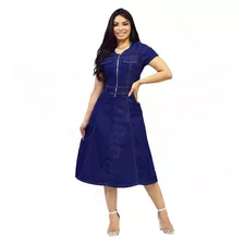 Vestido Midi Jeans Manga Curta Evangélico Estilo Princesa