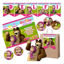 Kit Imprimible Masha Y El Oso Cumples Candy Bar Editable