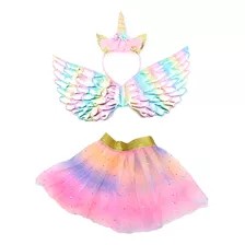 Tutu Unicornio Multicolor Arcoiris + Diadema Niña