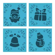 Kit Mini Stencils Natal 1*bluestar C/4 Unid-p/bolo,decoração