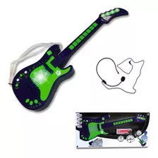 Guitarra Infantil Eletrônica Com Microfone Sai Voz Unik Verd