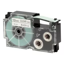 Cinta Rotuladora Casio Xr-12x1 - 12mm - Negro Transparente