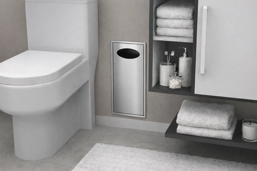 Lixeira Retangular Inox 5,5 L Para Parede - Tampa Click Inox