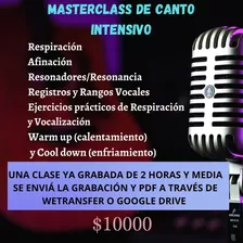 Masterclass Intensiva De Canto/ Taller De Registros Vocales 